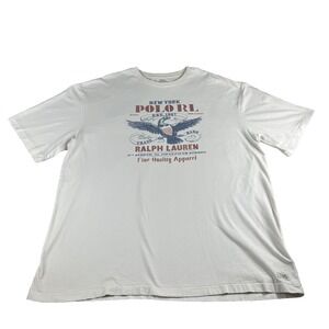 Polo Ralph Lauren T shirt Men 2XLT Tall Ivory New York Polo RL Old Money